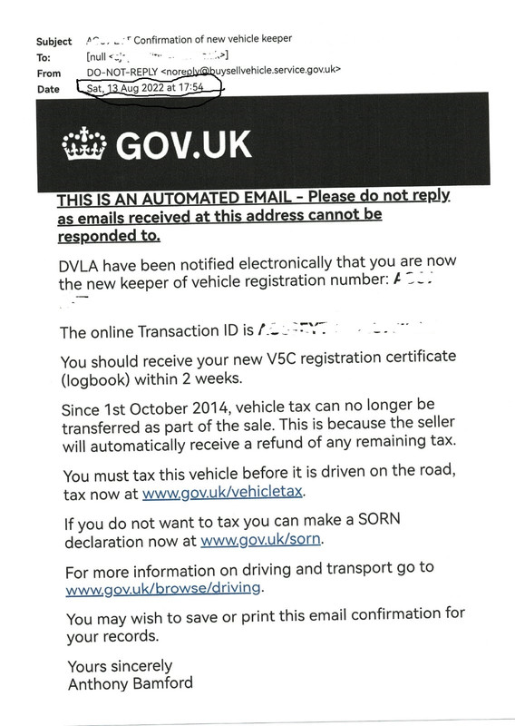 Proof of email  confirmation received