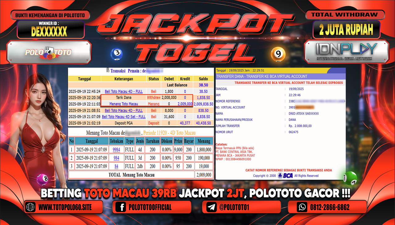 POLOTOTO JACKPOT TOGEL TOTO MACAU Rp.2.008.000,-