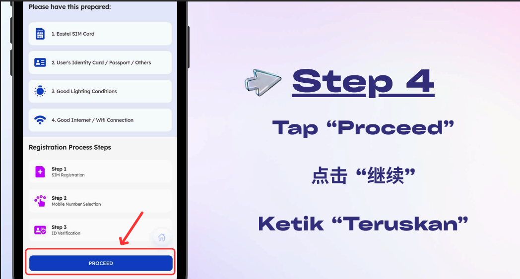 Sediakan SIM Eastel IC dan internet
