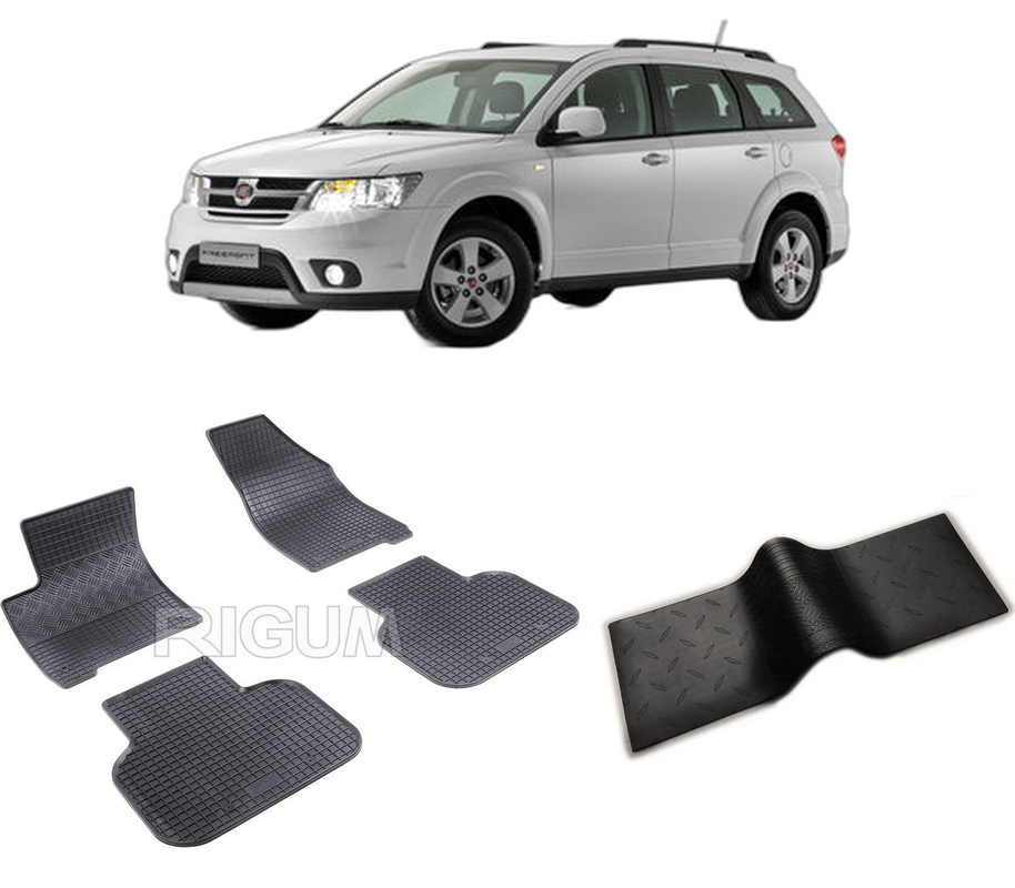 Set covorase auto FIAT FREEMONT din 08.2011-2016, cu covoras tunel median, CAROSERIE SUV, Presuri cauciuc 100%, compatibil cu autoturismul FIAT FREEMONT, Rigum