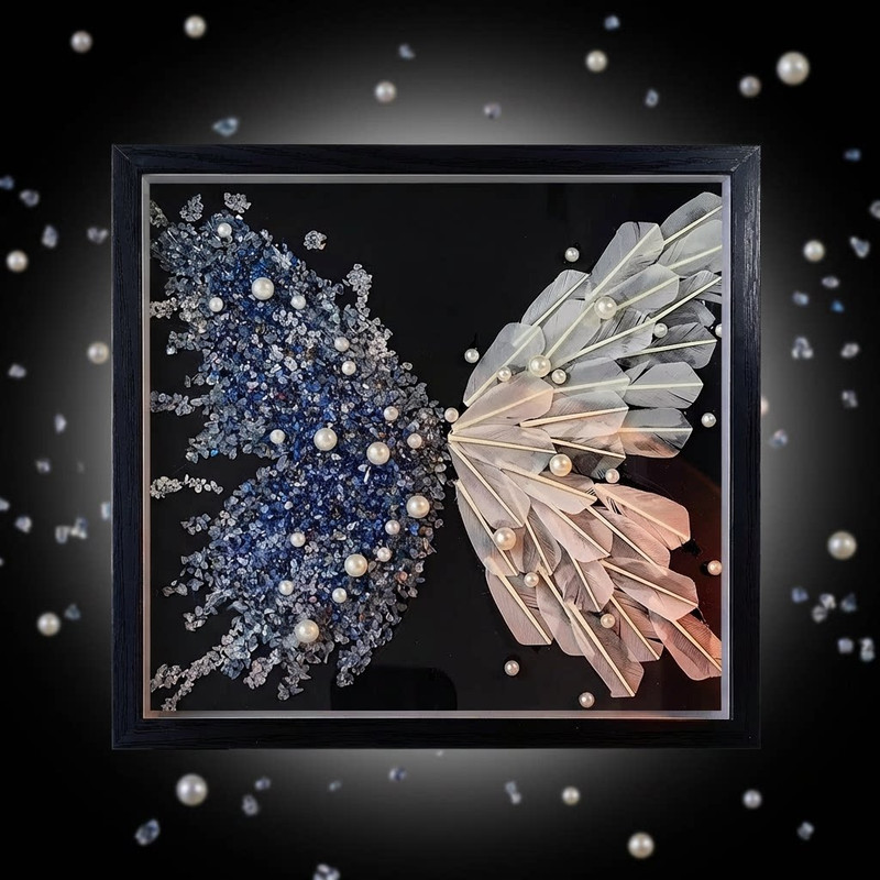 Crystal Feather Butterfly DIY Craft Kit – Handmade Art Material Set with Natural Feathers, Beads and Frame for Home Decoration or Gift Making