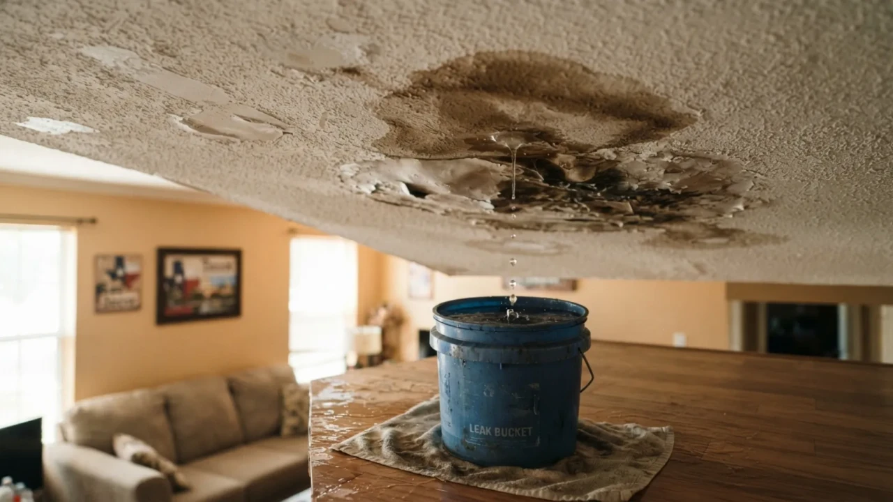 Recurring roof leaks ceiling water damage San Antonio home