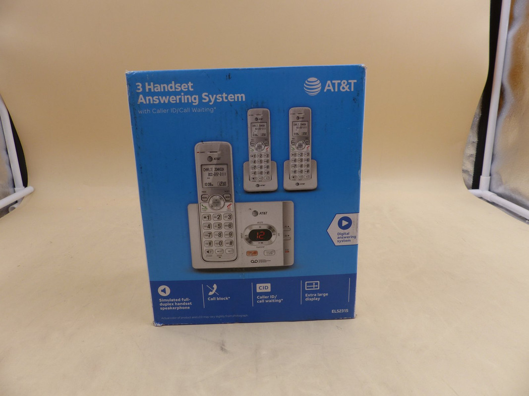 AT&T 3 CORDLESS PHONE HANDSET ANSWERING SYSTEM EL52315 WITH CALLER ID