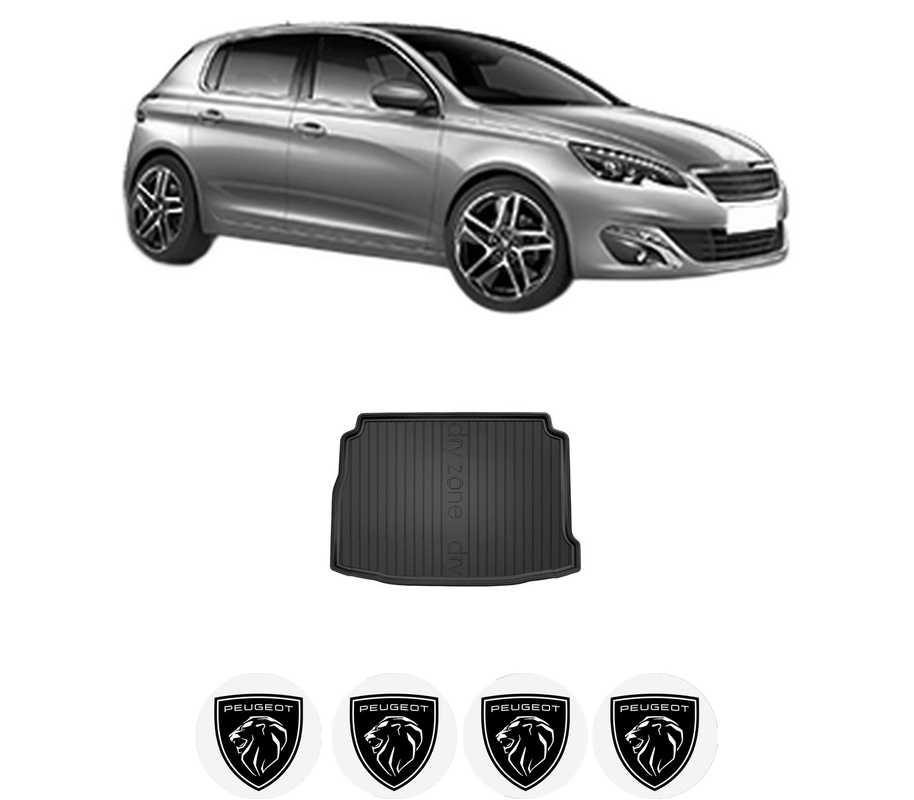 Tavita Portbagaj PEUGEOT 308 II (LB_, LP_, LW_, LH_, L3_) din 2013-2021, Protectie Portbagaj Auto, 4x Stickere auto cu PEUGEOT