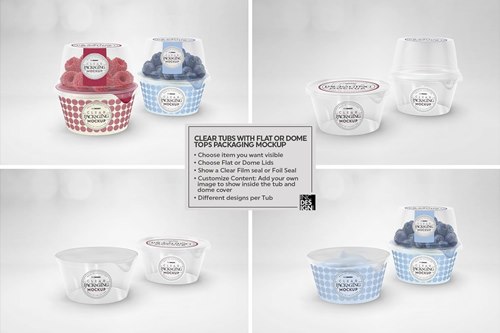 Clear Tubs Flat or Dome Lid Mockup