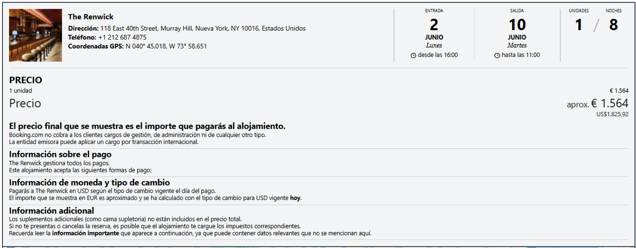 Resort fee en Hoteles de Nueva York (1)