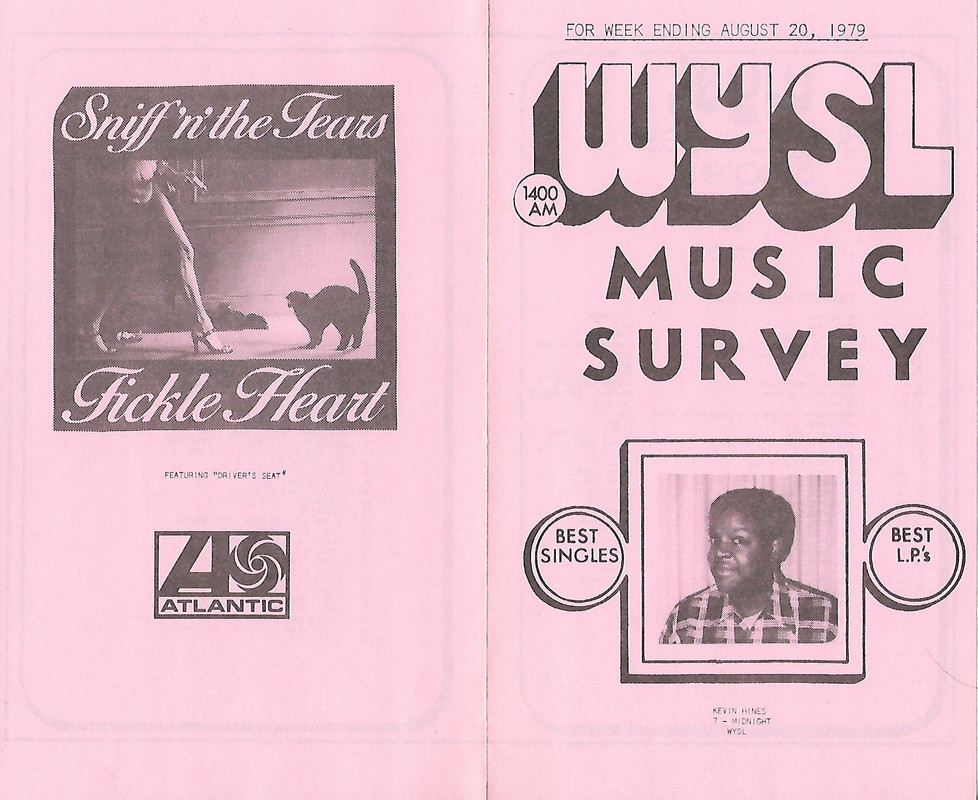 WYSL Buffalo Aug. 20, 1979 Chart Front & Back (Pink)