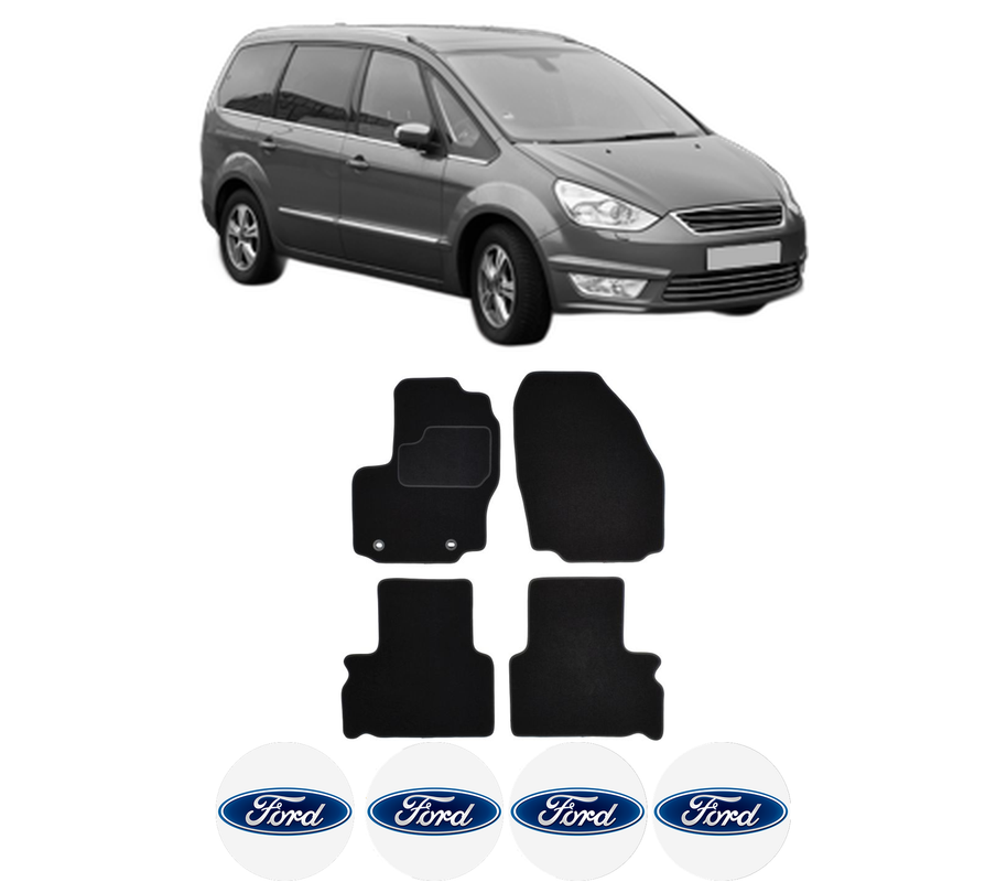 Set Covorase Presuri FORD GALAXY II (WA6) din 2006-2015, Auto, Material Textil Mocheta, 4 Stickere auto cu FORD