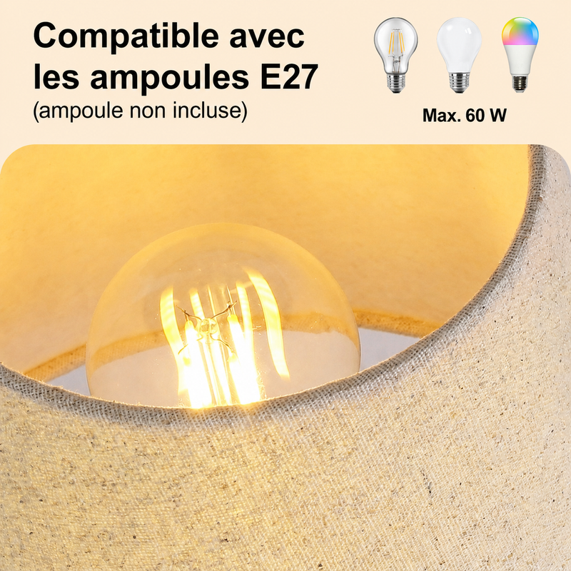 Abat-jour en lin beige