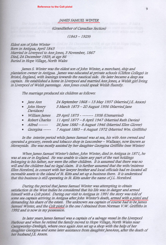 James Samuel Winter-the original owner of the Colt pistol