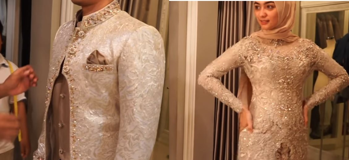 Ciki dan Rezky fitting baju untuk resepsi
