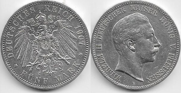 5 Mark, Prusia, 1907 Alemania5-reichsmark-1907-28gr