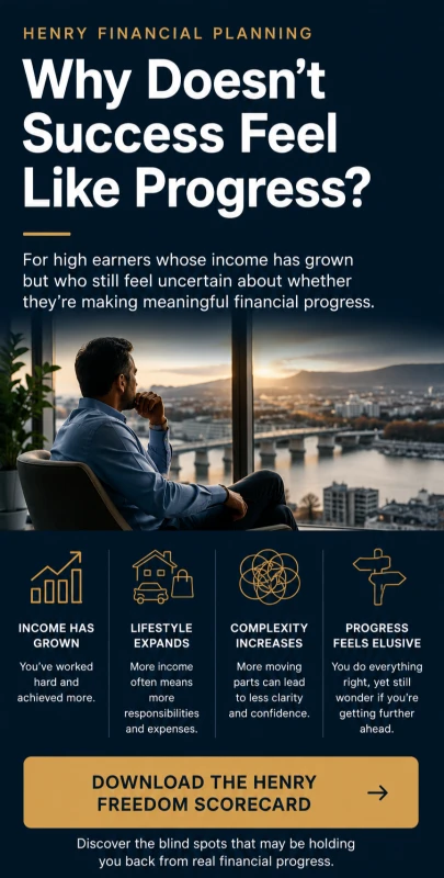 High earning professional thinking about financial planning and future options