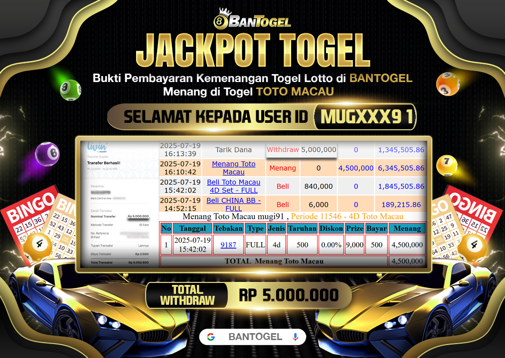 BUKTI JACKPOT LUNAS BANTOGEL