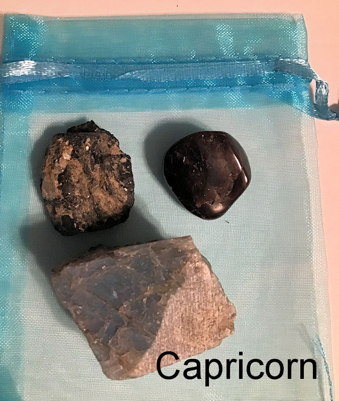 capricorn black tourmaline, garnet, labradorite