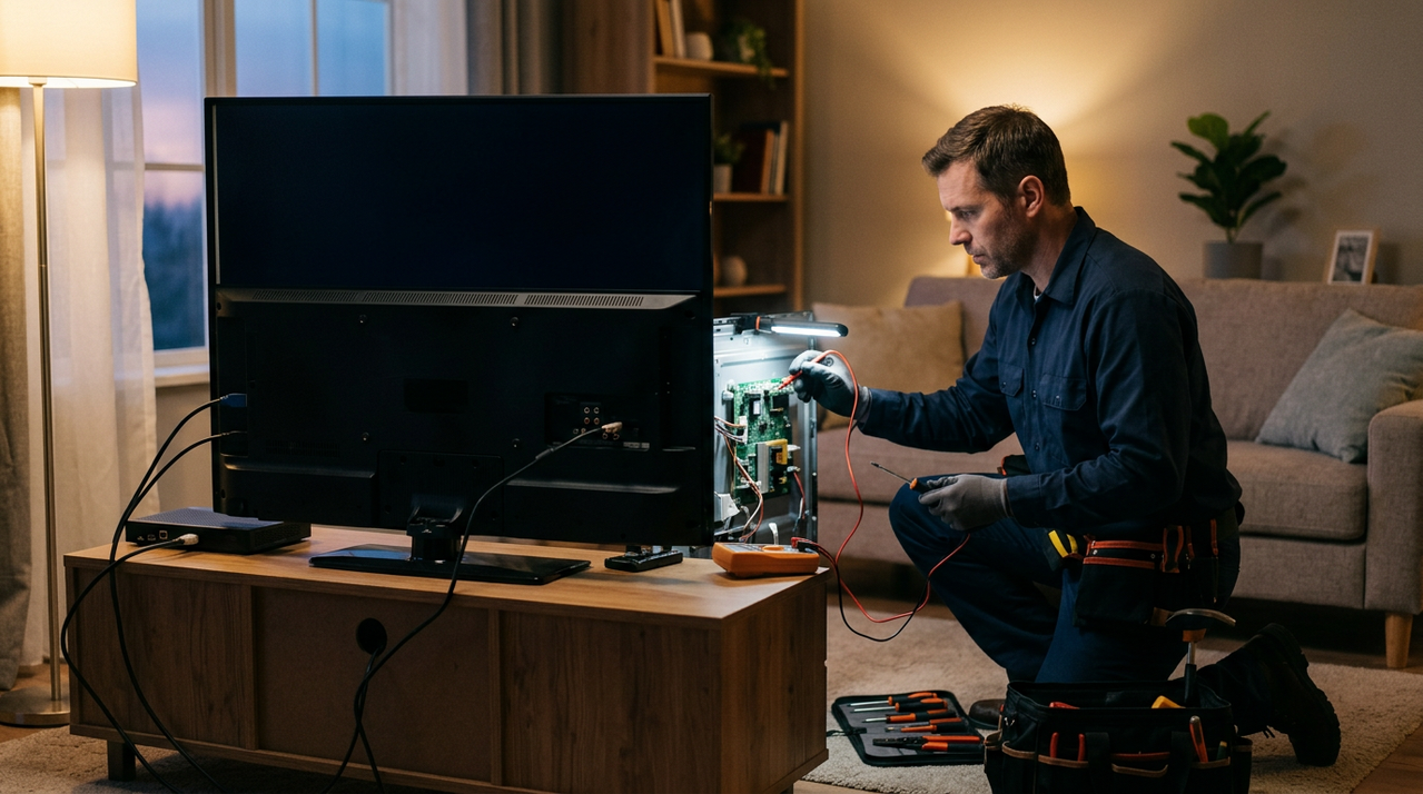 Тёмный экран при работающем звуке: ремонт подсветки телевизора