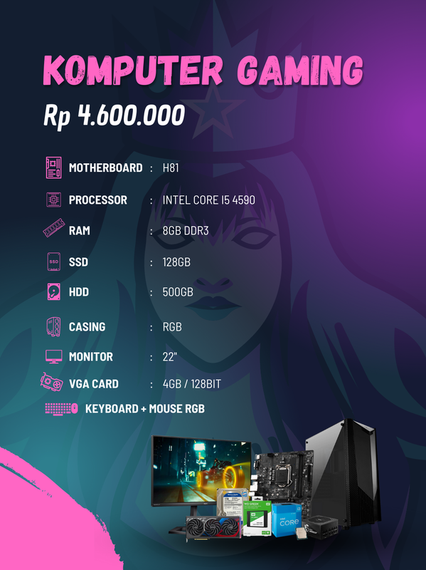 Rakit PC Gaming Intel Core i5 4590 RAM 8GB Rakit PC Gaming Intel Core i5 4590 RAM 8GB