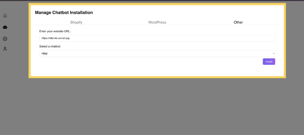 Enter Your Website URL