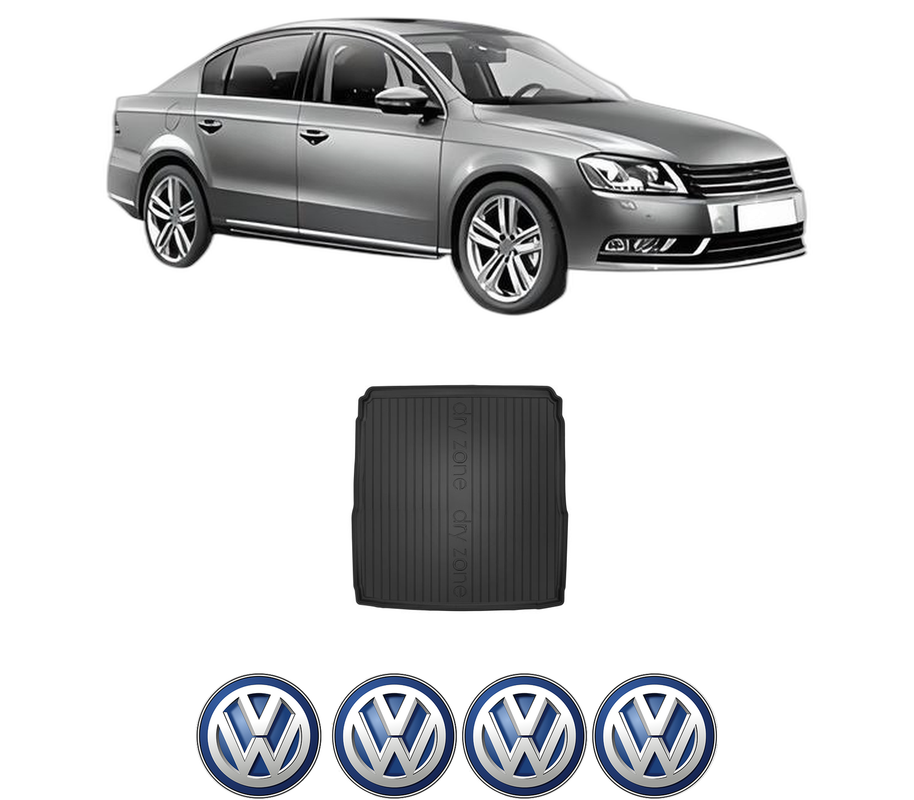 Tavita Portbagaj Volkswagen PASSAT B7 (362) din 2010-2014, Protectie Portbagaj Auto, 4x Stickere auto cu Volkswagen