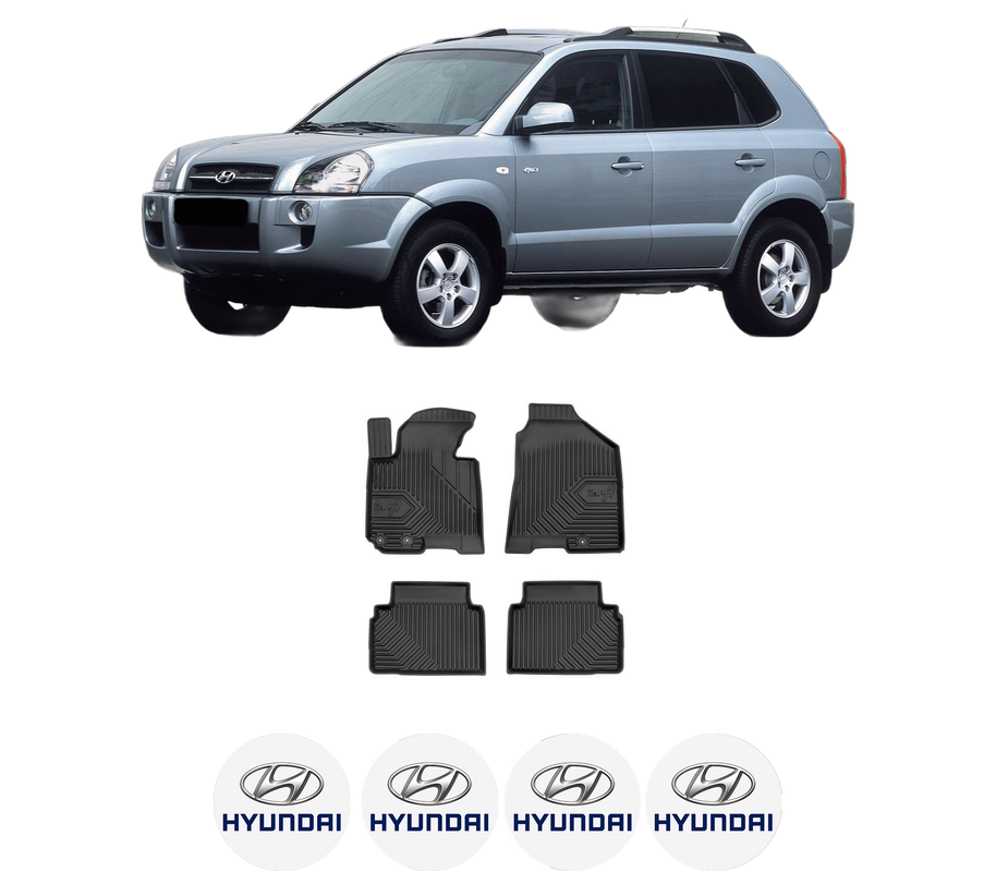 Set covorase presuri HYUNDAI TUCSON (JM) din 2004-2012, auto, din cauciuc thermoplastic, 4 Stickere auto cu HYUNDAI