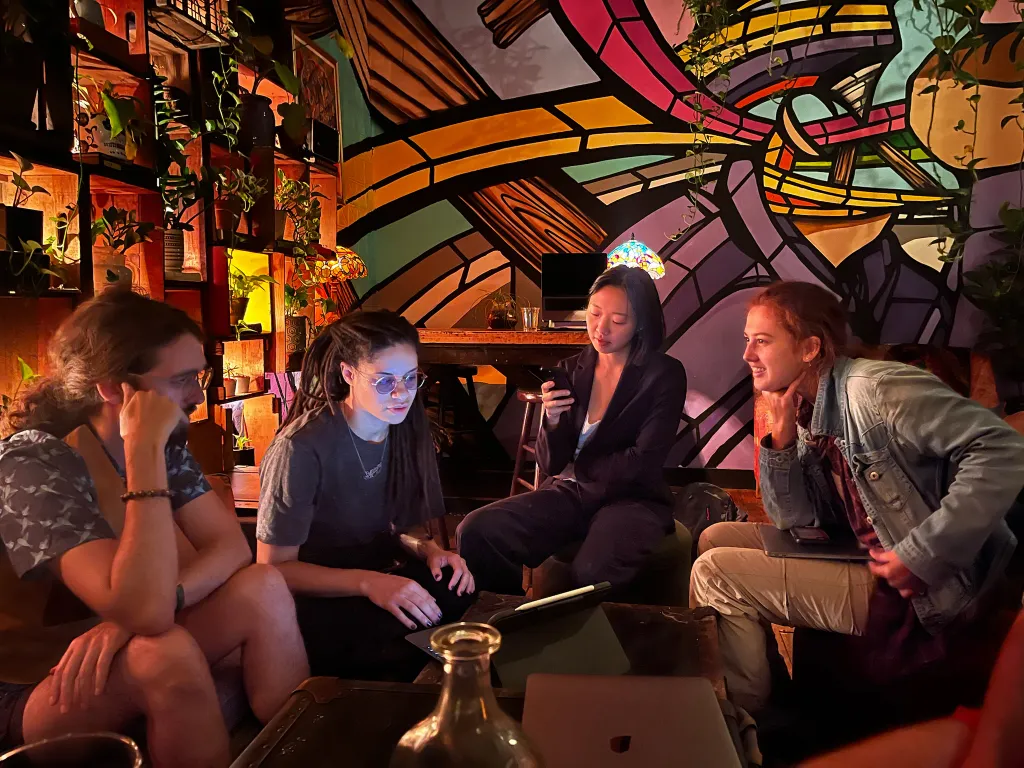 Immersive theatre club having a night out