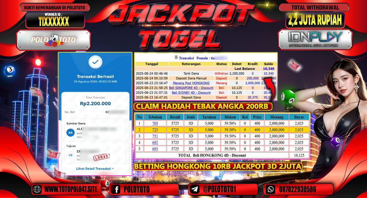 POLOTOTO JACKPOT TOGEL HONGKONG LOTTO Rp.2.200.000,-