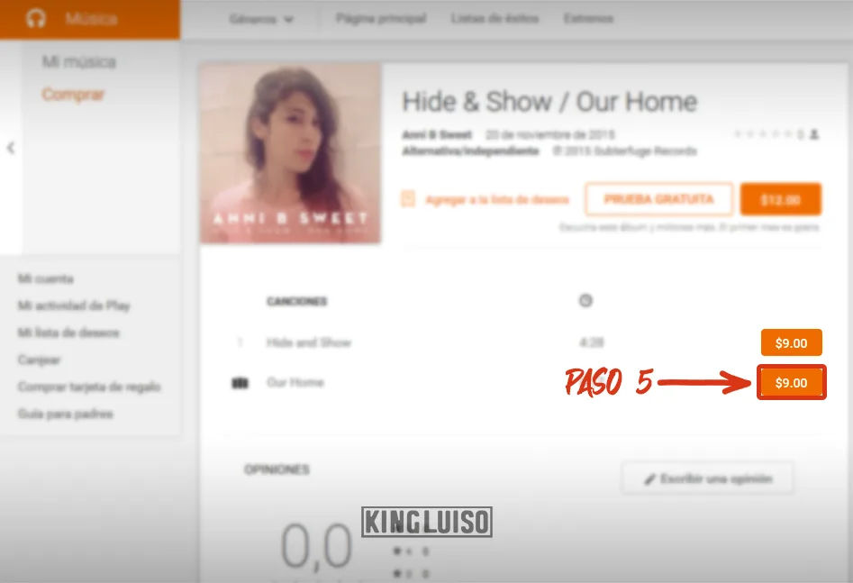 Álbum Hide & Show & / Our Home de la artista española Anni B Sweet en la tienda de Google Play en 2015.
