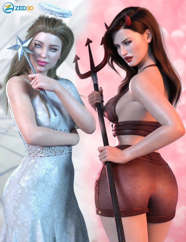 z angel and devil cosplay props and poses 00 main daz3d