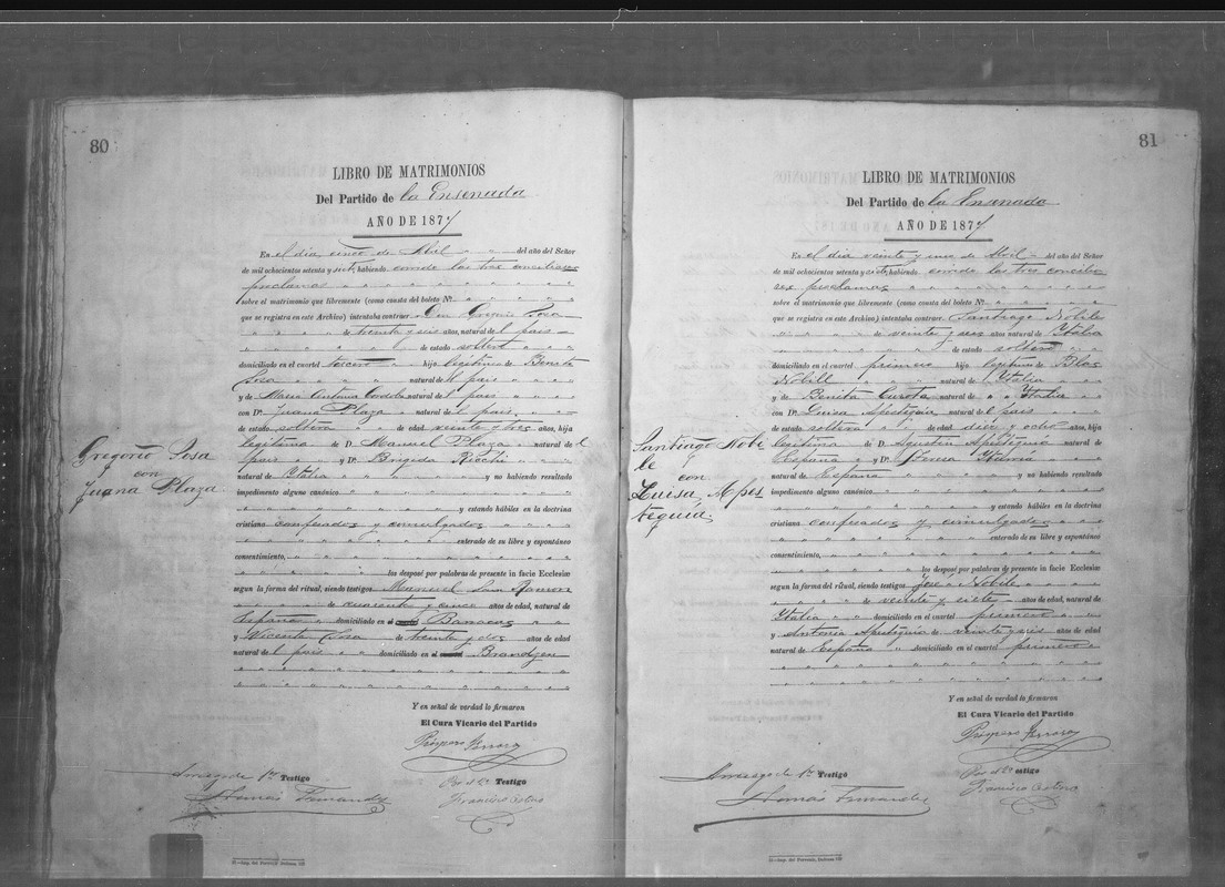 Acta de Matrimonio - Santiago Nobile y Maria Luisa Apesteguía
