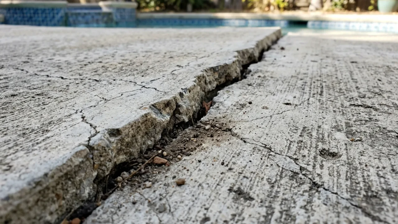 Structural crack pool deck displacement San Antonio repair