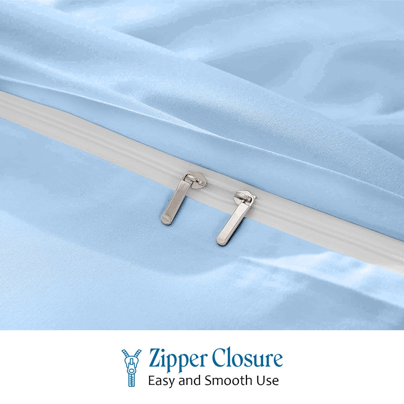 Picture of 1000 TC 100% Egyptian Cotton Duvet set Zipper Closur Ultra Soft Durable and Fade Resistant Color Light Blue Solid size Full