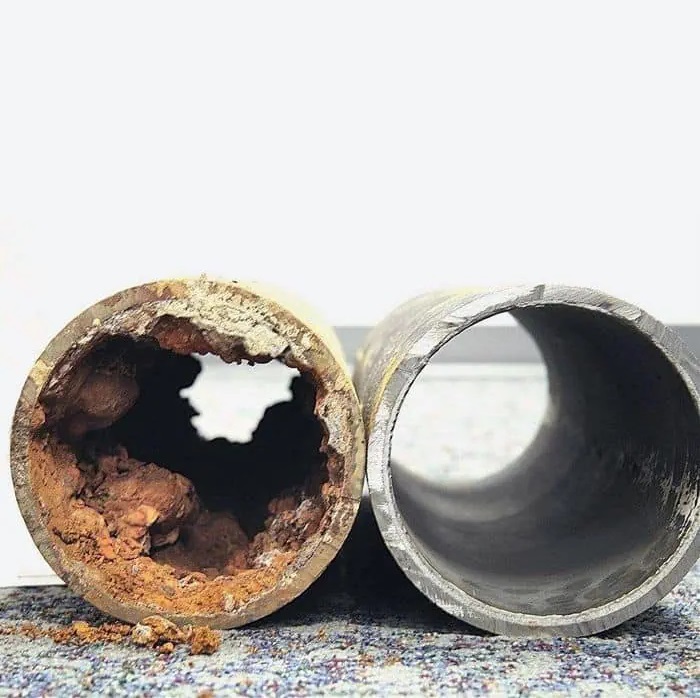 Avant/après curage ultrasonique canalisation