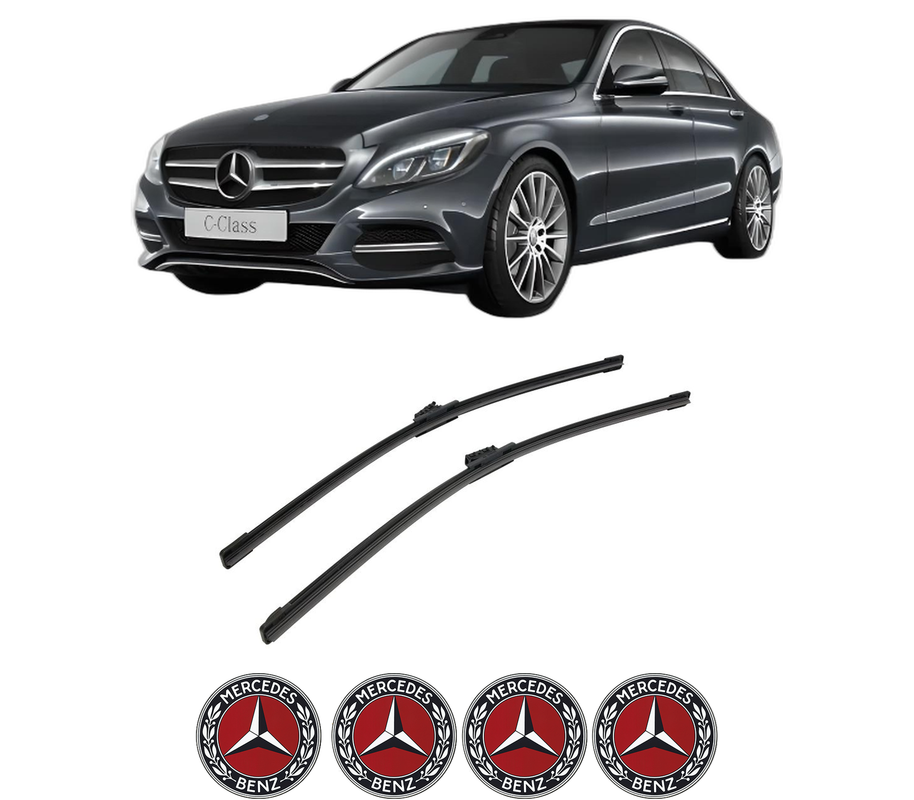 Set stergatoare auto MERCEDES-BENZ C-CLASS (W205) din 2013-2021, pentru parbriz auto, 2 bucati, Bosch Aerotwin, din cauciuc siliconat rezistent, 4 Stickere Auto MERCEDES-BENZ