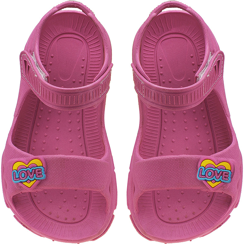 Sandália Papete com Velcro Decorada Love