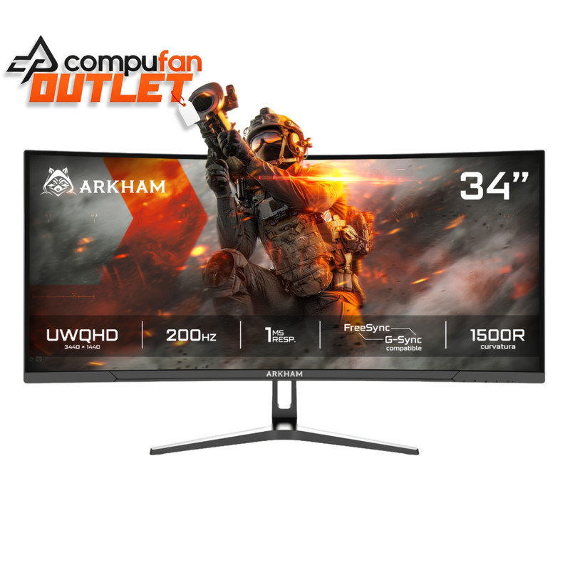 OUTLET - MONITOR GAMER ARKHAM ARK34200WI8P 34 PULGADAS 200HZ UWQHD CURVO VA 1MS