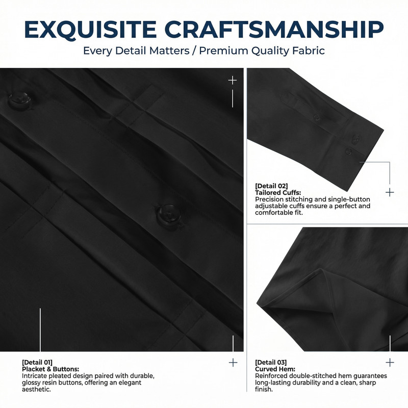 XJCM2604018U Men s Long Sleeve Stretch Dress Shirt black 5