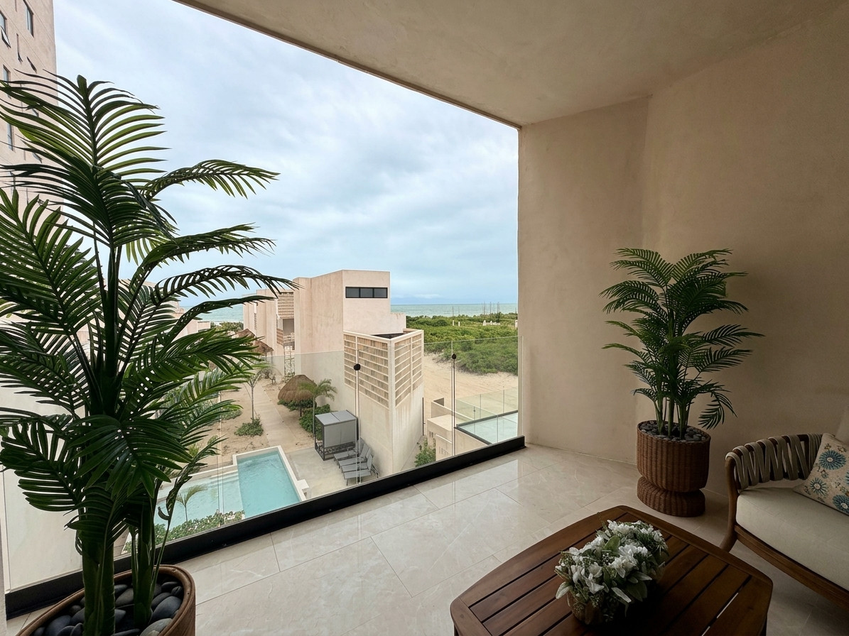 Ocean view balcony, Telchac Puerto apartment