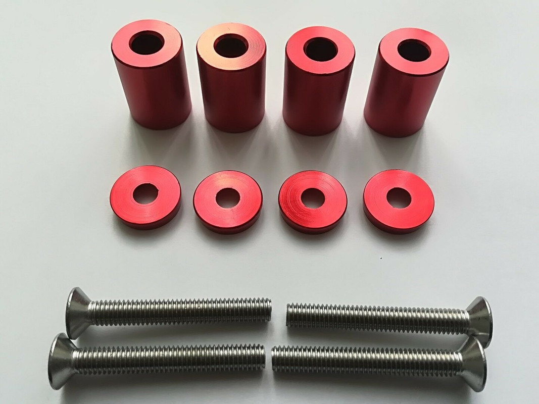 Rojo 1/" Espaciadores Espaciador de ventilación Billet Capucha kits para 8 mm Motor Turbo todos M Otor swap