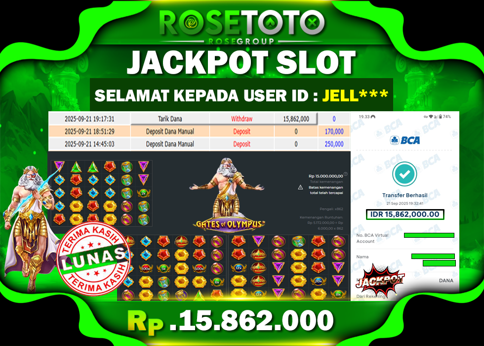 ROSETOTO JACKPOT SLOT Gates Of Olympus Rp.15.862.000.,- LUNAS