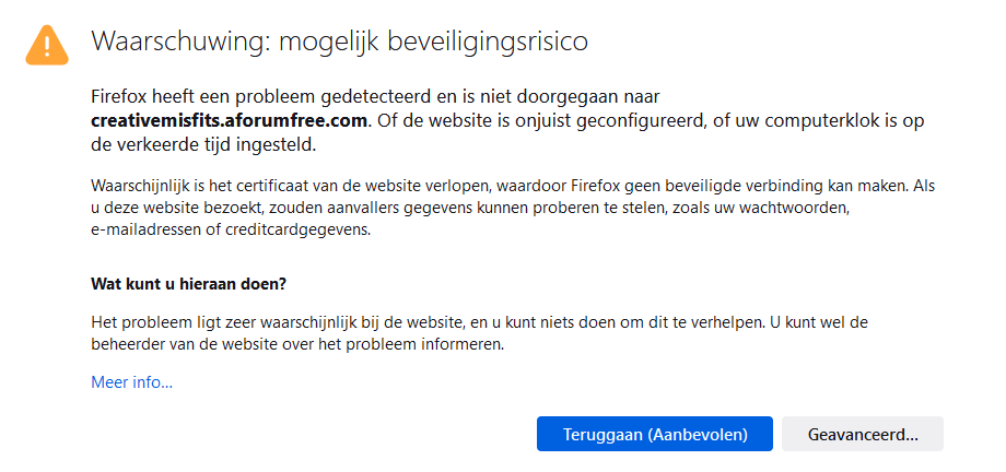 Security certificate issue Afbeelding1