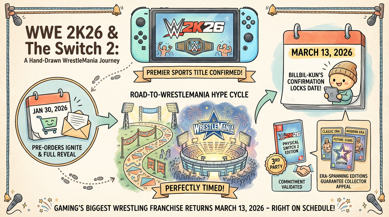 Wrestling ring with spotlights and cheering crowd atmosphere