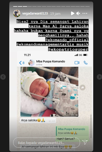 Vega Darwanti beberkan sosok teman yang beri nama Arya Saloka untuk buah hatinya