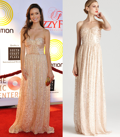 ERIN Lurex Shirred Strapless Gown In Blush by Erin Fetherston