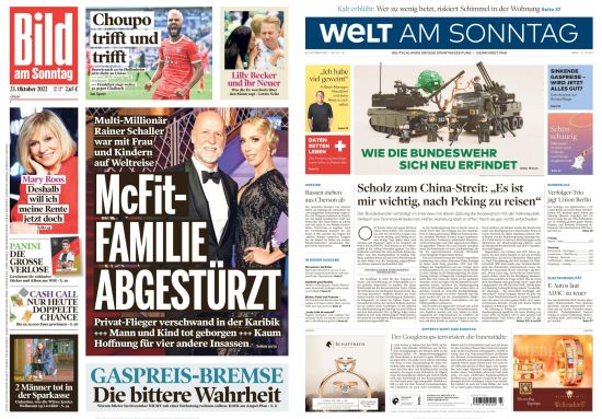 Cover: Bild und Welt am Sonntag No 43 vom 23  Oktober 2022