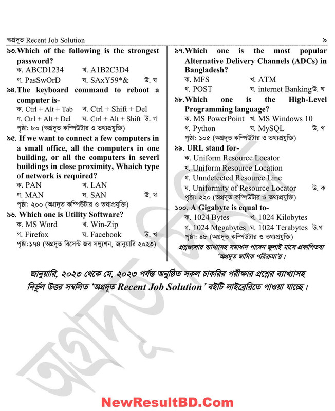 Combined 7 Bank Officer (Cash) Question Solution & Answer 2023