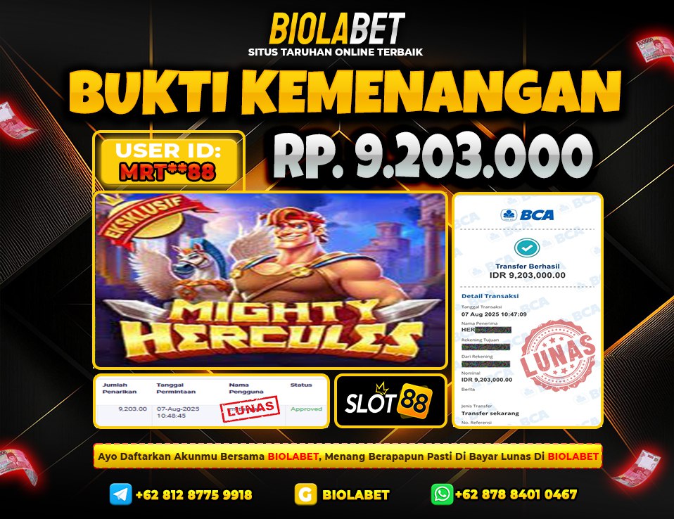 BIOLABET JACKPOT SLOT 88 Rp.9.203.000.,- LUNAS