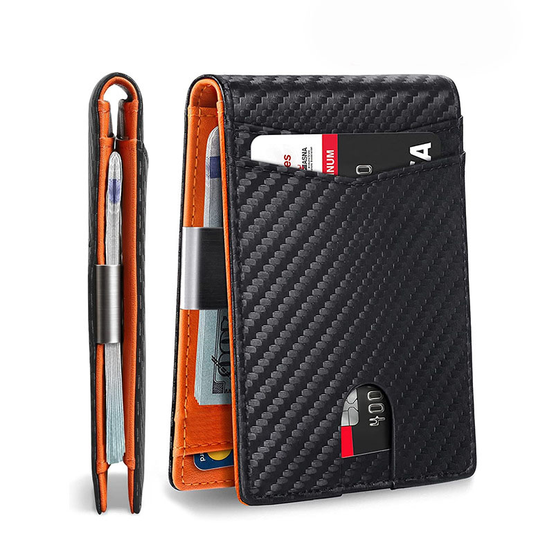 Black and orange 12-Card Slot Men's Wallet with RFID Protection – Slim, Durable, and Secure Bifold Wallet
