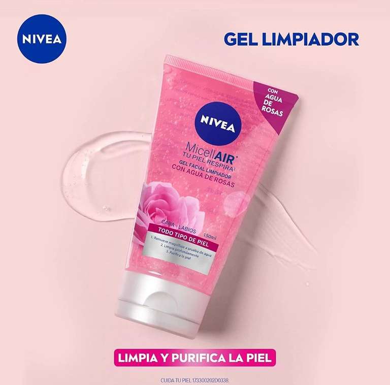 Nivea Gel Facial Limpiador Todo Tipo De Piel Con Agua De Rosas, 150ml /Planea y Ahorra 
