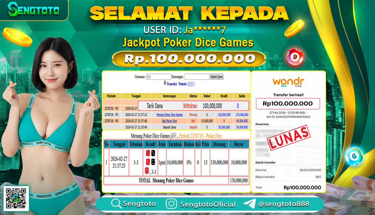 BUKTI PEMBAYARAN LIVEGAME POKER DICE GAMES