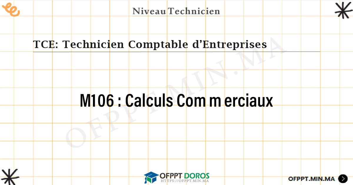 Sommaire détaillé du cours Calculs Commerciaux M106 OFPPT - Structure du module